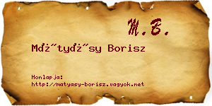Mátyásy Borisz névjegykártya